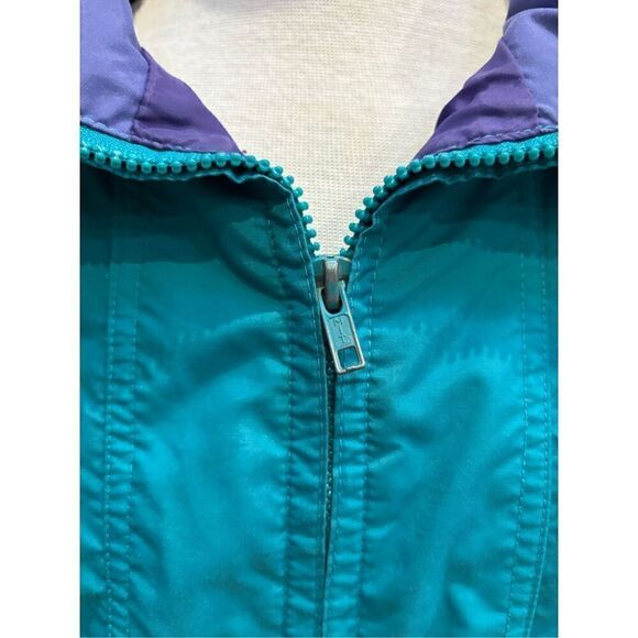 Whitefish Bay M retro 90’s oversized teal-purple nylon lined jacket w-double fro - Picture 8 of 11